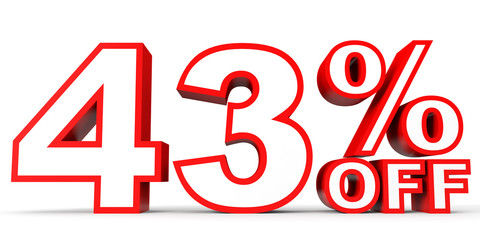 Discount 43 percent off. 3D illustration on white background.