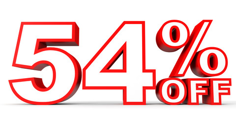 Discount 54 percent off. 3D illustration on white background.