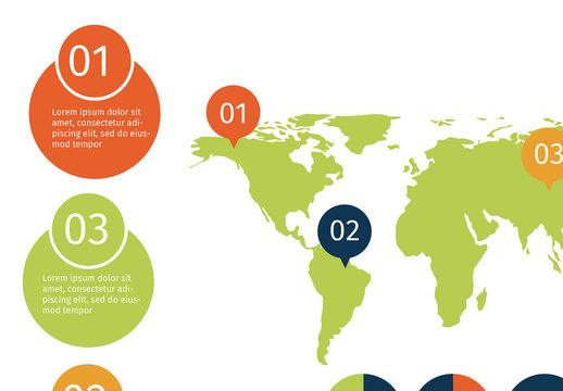 Green and Orange World Map Infographic Template