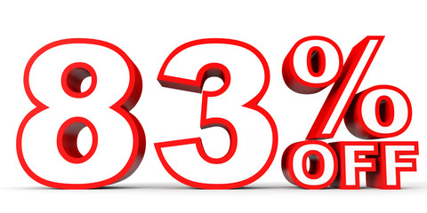 Discount 83 percent off. 3D illustration on white background.
