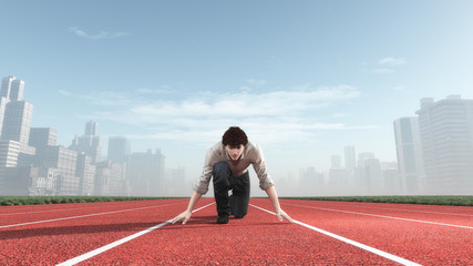 Young man kneeling