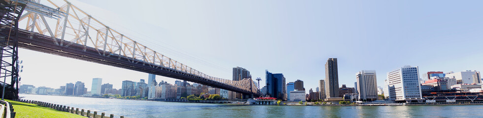 Panoramic New York Skyline With Bridge