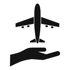 Airplane and palm icon. Simple illustration of airplane and palm vector icon for web