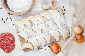 Raw damplinds lie on the old board