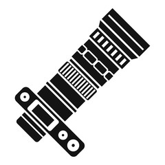 Dslr camera with zoom lens icon. Simple illustration of dslr camera with zoom lens vector icon for web
