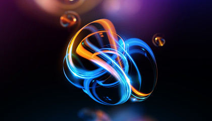 Abstract colorful defocused cells. Abstract microscopic forms on a dark background. Scientific illustration.