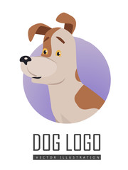 Dog Vector Logo in Flat Style Design  