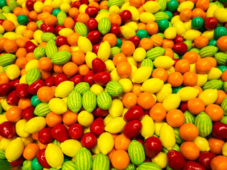 colorful candies and jellies as background