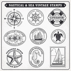 Vector sea journey vintage stamps 2 © pingebat