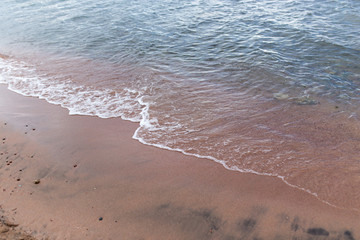 sandy shore of the sea as a backdrop