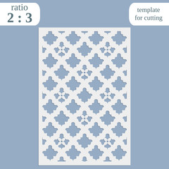 Laser cut wedding card template, paper openwork greeting card, template for cutting, lace invitation, lasercut metal panel, wood carving, vector illustration