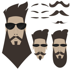A set of bearded men, different shapes of whiskers,