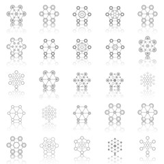 Set of abstract technology elements. Communication elements. Science. Hexagon elements.