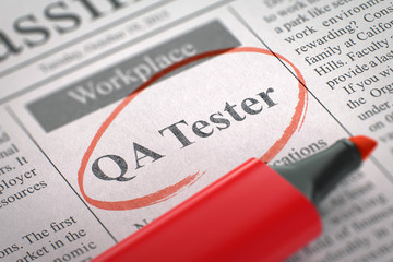 QA Tester Hiring Now. 3D.