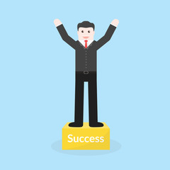 Success concept by business man stood on the podium