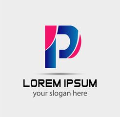 Set of alphabet symbols and elements of letter P, such a logo
