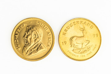 1 OZ gold coin - One  Krugerrand gold  coin - obrazy, fototapety, plakaty