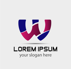 Letter w logo icon design template elements. Vector color sign
