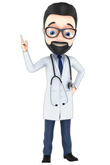 3d render illustration for advertising. Doctor a cheerful on a w
