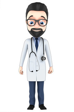 Doctor a cheerful on white background.  3d render illustration f