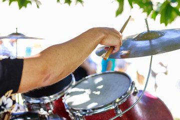 Obraz premium Close up of Musician playing a drum