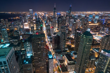 Fototapeta na wymiar Above the Chicago Night Skyline
