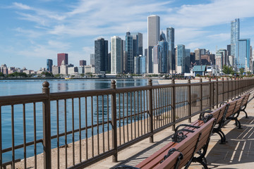 Benches along the Chicago Navy Pier