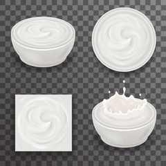 Cream Milk Curl Splash Drops Realistic Transparent Background 3d Design Vector Illustration