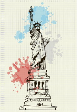 Statue of Liberty handwritten with color