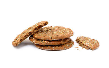 Healthy cereal bread isolated on white background