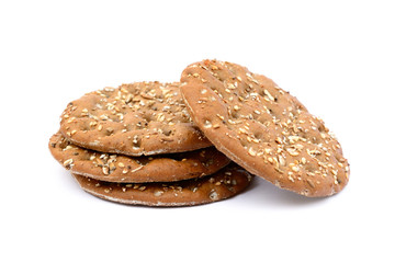 Healthy cereal bread isolated on white background