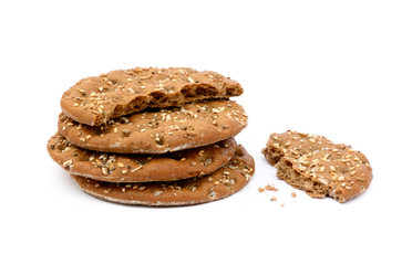 Healthy cereal bread isolated on white background