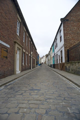Fototapeta na wymiar Long perspective view of Henrietta Street, Whitby
