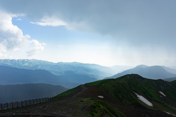 Caucasus Mountains with clouds on a nasty day