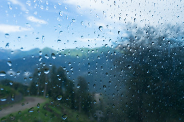 Raindrops on glass funicular
