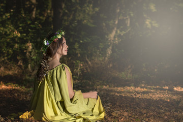Fantasy Fairy Tale Forest , young woman posing as nymph