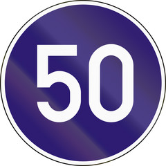 Road sign used in Hungary - Minimum speed