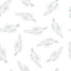 Seamless background pattern with abstract feathers. Vector illuctration.