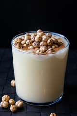 Boza or Bosa, traditional Turkish drink with roasted chickpea