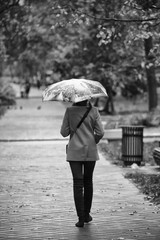 Walking in the rain. Autumn walk.