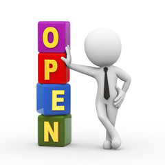 3d man and open cubes