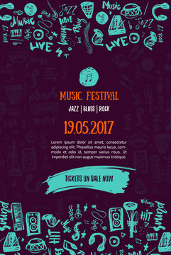 Music concert background. Festival modern flyer vector illustration. Music event Poster template design.