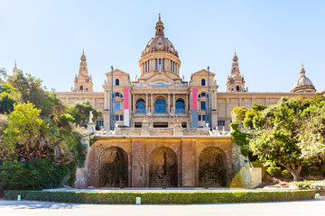 Fototapeta na wymiar Placa De Espanya, the National Museum in Barcelona. Spain