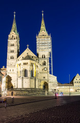 Fototapeta na wymiar Illuminated cathedral of Bamberg