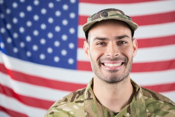 Close-up of smiling soldier