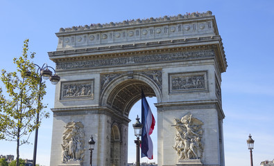 Fototapeta na wymiar The famous Arc de Triomphe landmark in Paris