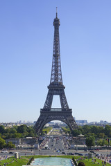 Fototapeta na wymiar Famous Eiffel Tower in Paris - most famous landmark in the city