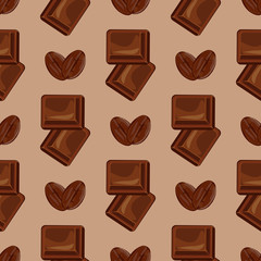 Milk chocolate seamless pattern vector.