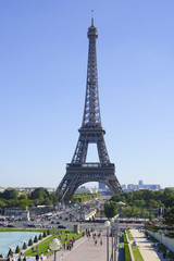 Fototapeta na wymiar Trocadero Gardens and Eiffel Tower in Paris