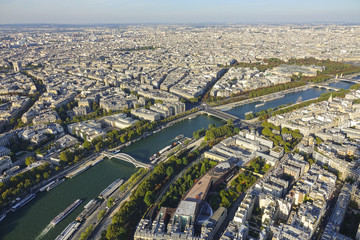 Obraz premium The River Seine in the city of Paris - beautiful aerial view from Eiffel Tower